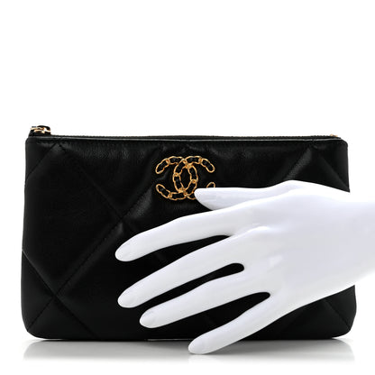 Chanel Goatskin Quilted Small Chanel 19 Cosmetic Case Black 2 of 8