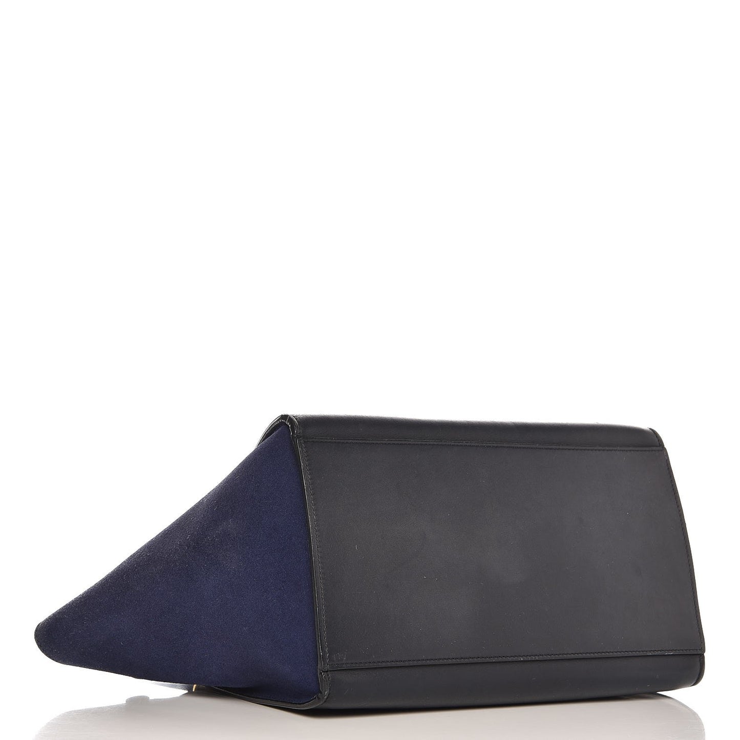 Smooth Calfskin Suede Small Tri-color Trapeze Cobalt