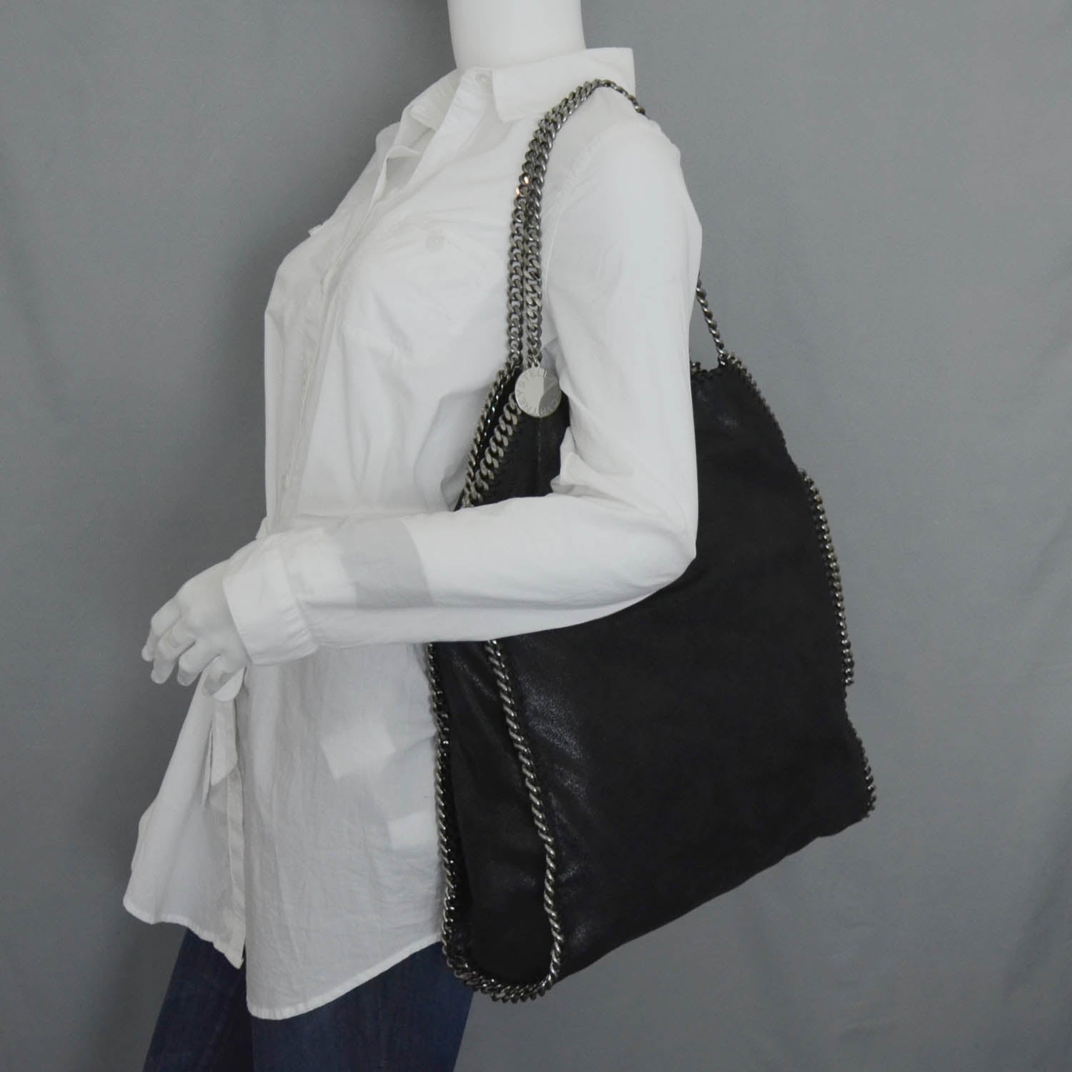 Stella McCartney Leather Falabella Tote Black 2 of 13