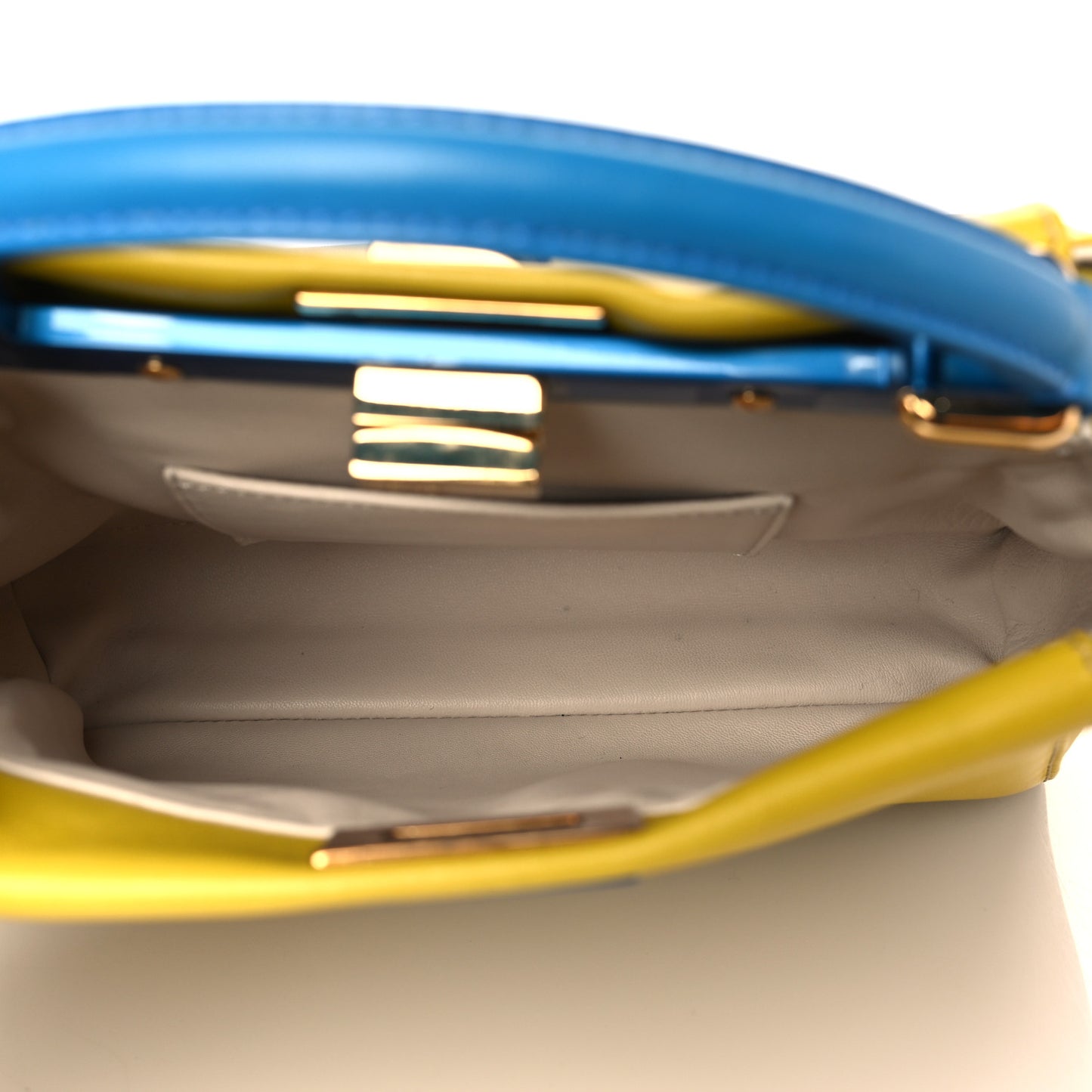 Nappa Colorblock Mini Peekaboo Iconic Satchel Lime Blue Royal Latte