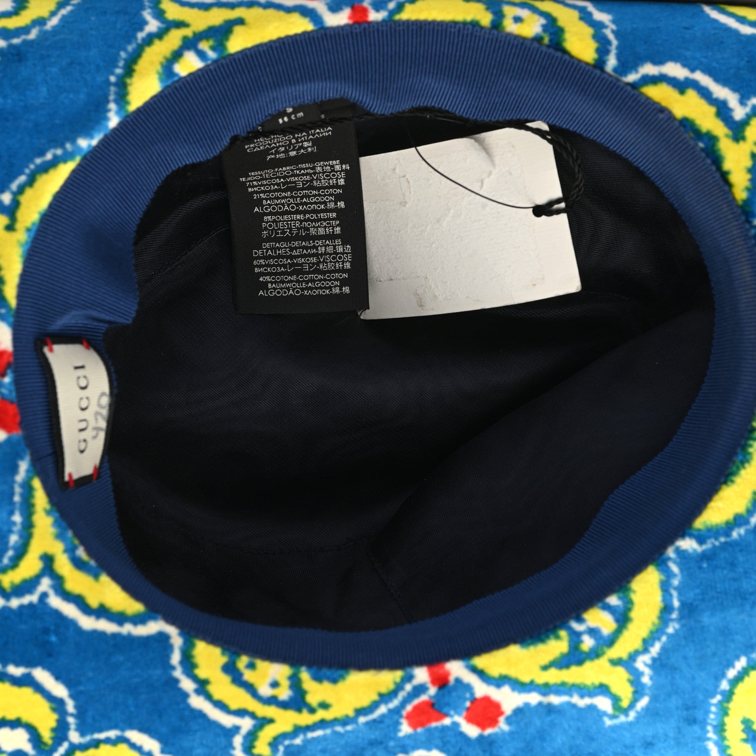 Gucci Velvet Brocade Wide Brim Hat S Periwinkle Blue 6 of 8