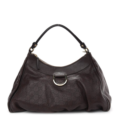 Gucci Guccissima Large D Gold Ring Hobo Chocolate Brown 1 of 15