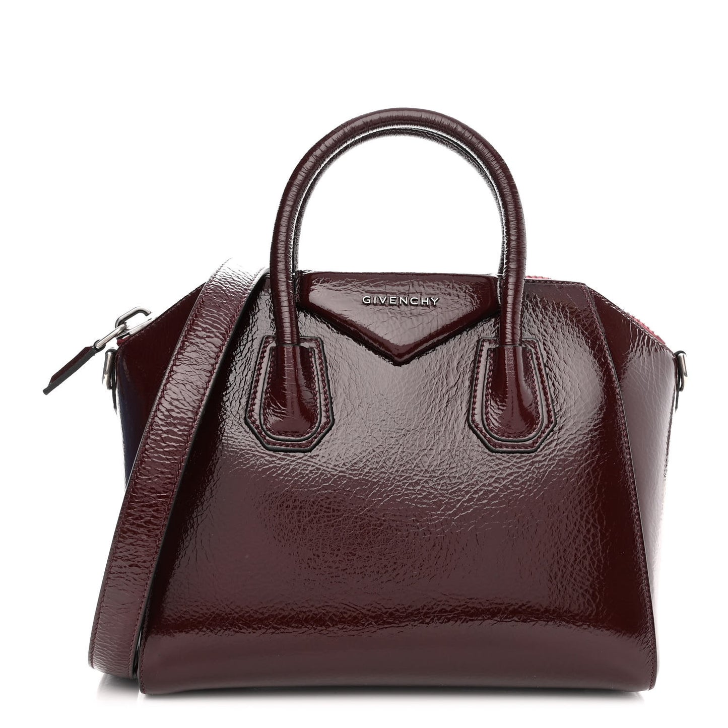 Crinkled Patent Calfskin Small Antigona Aubergine