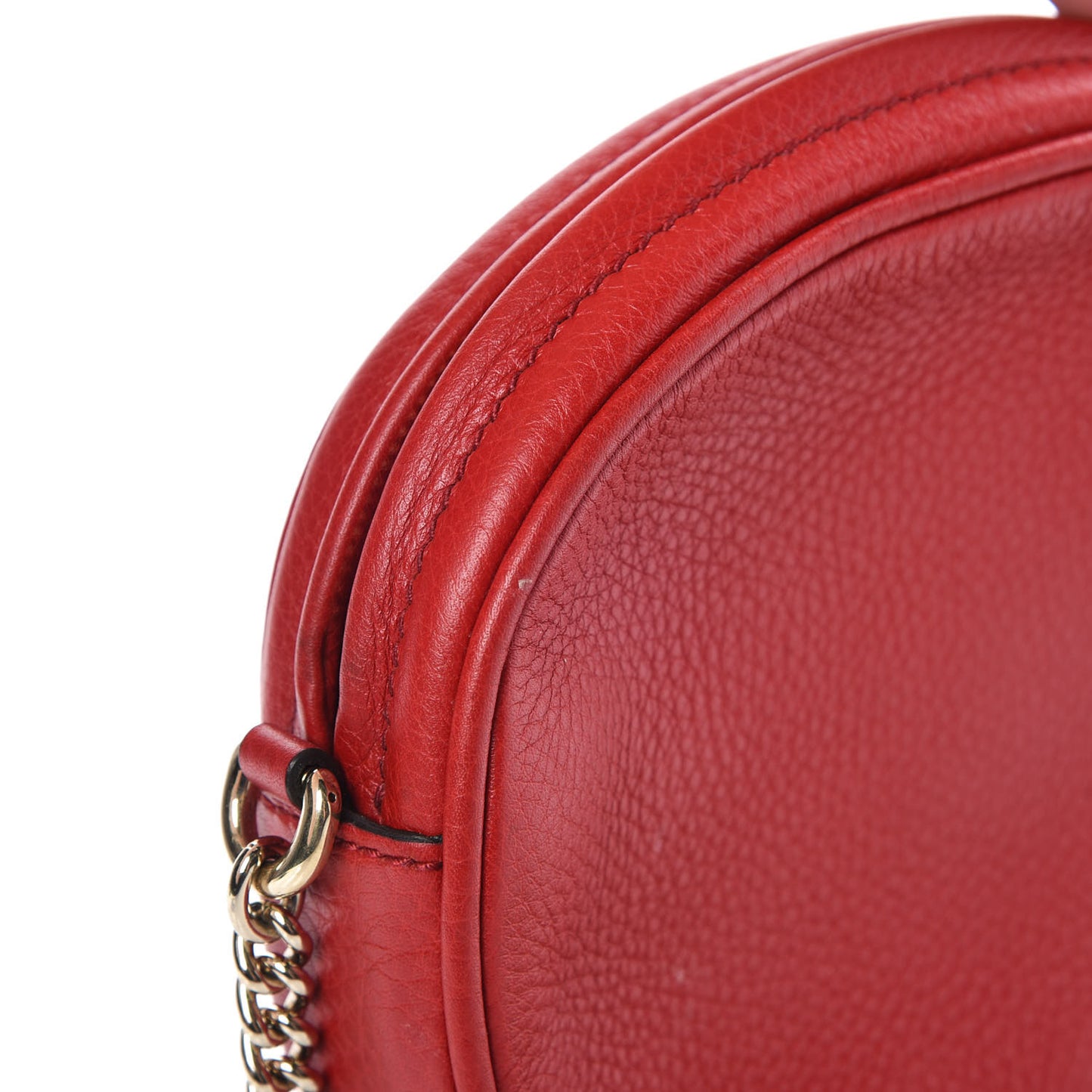 Pebbled Calfskin Mini Soho Chain Bag Tabasco Red