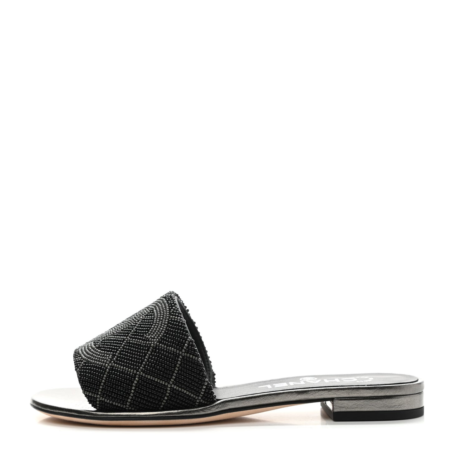 Pearl Embroidery CC Mules 35 Black Grey
