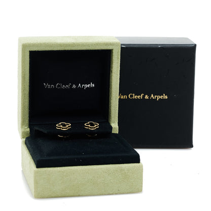 Van Cleef & Arpels 18K Yellow Gold Black Onyx Sweet Alhambra Earrings 5 of 5