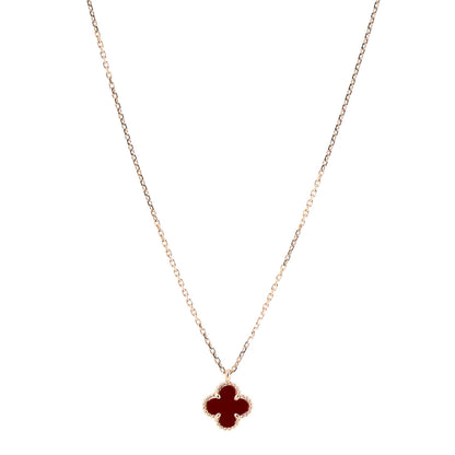 Van Cleef & Arpels 18K Rose Gold Carnelian Sweet Alhambra Pendant Necklace 1 of 6