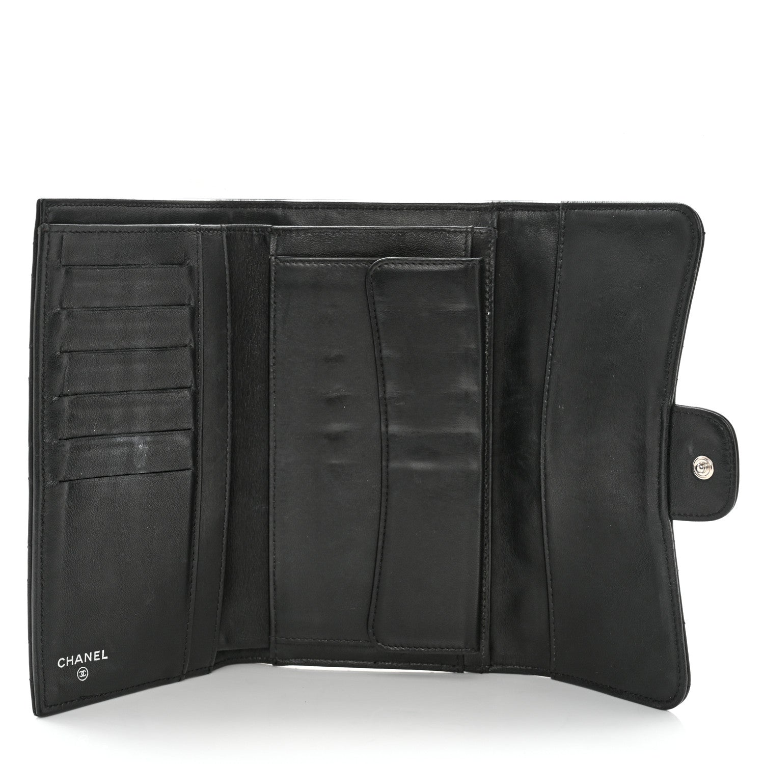 Chanel Lambskin Quilted Large Flap Wallet Black 5 of 16