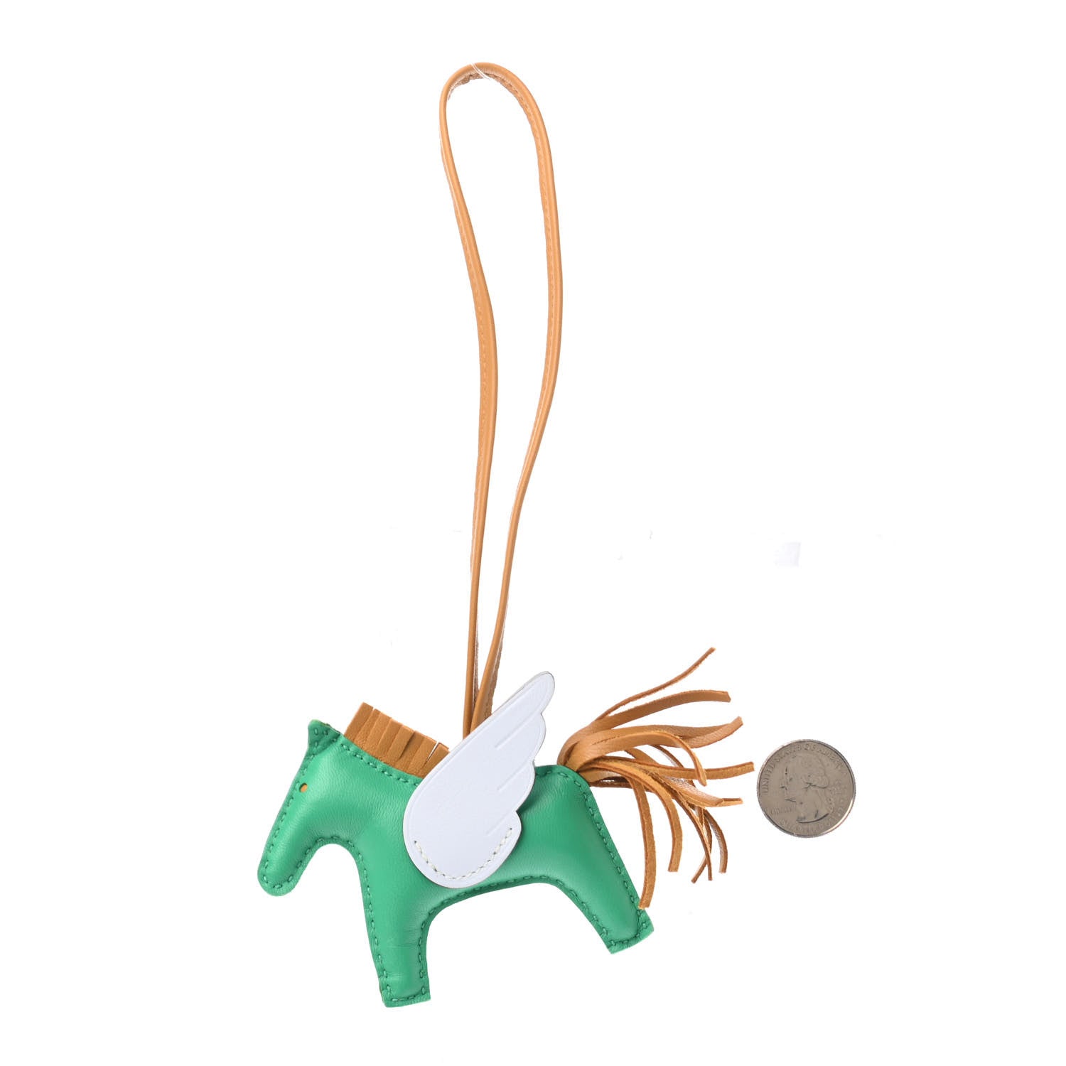 Hermes Milo Lambskin Grigri Rodeo Pegase Horse Bag Charm PM Menthe Sesame Bleu Brume 2 of 4