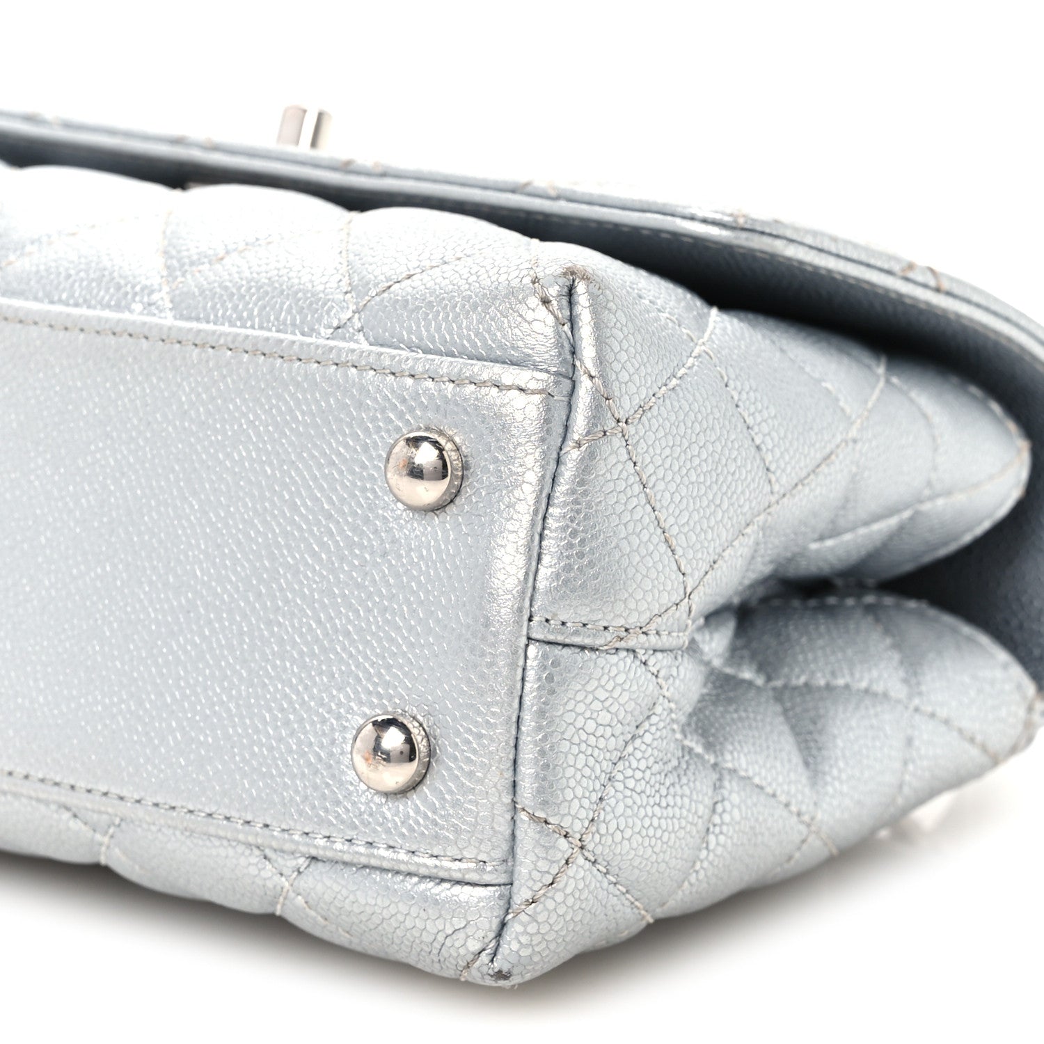 Chanel Metallic Caviar Quilted Mini Coco Handle Flap Silver 11 of 12