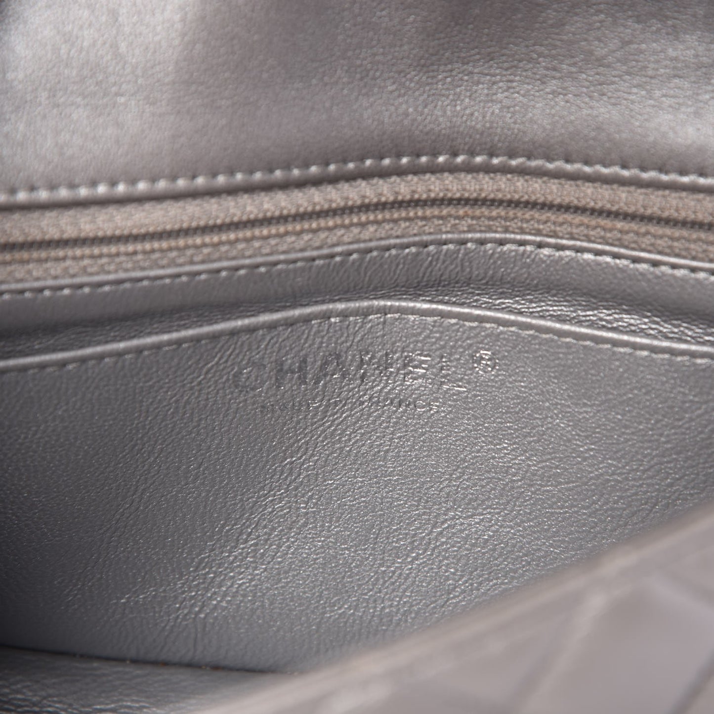 Metallic Lambskin Quilted Mini Rectangular Flap Silver