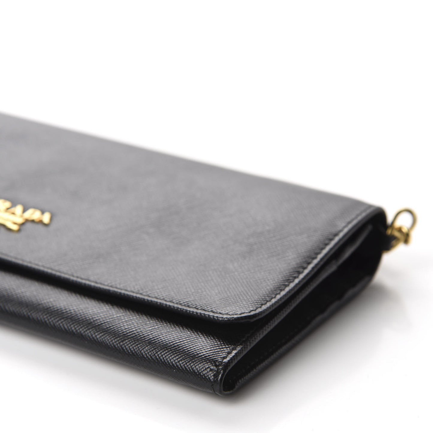 Saffiano Metal Oro Chain Wallet Black