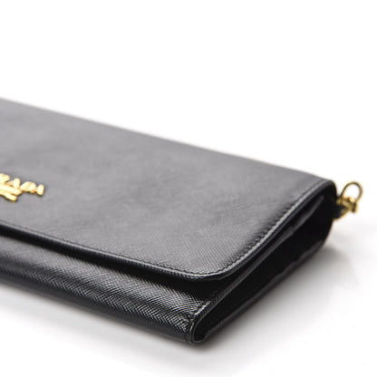 Prada Saffiano Metal Oro Chain Wallet Black 7 of 10