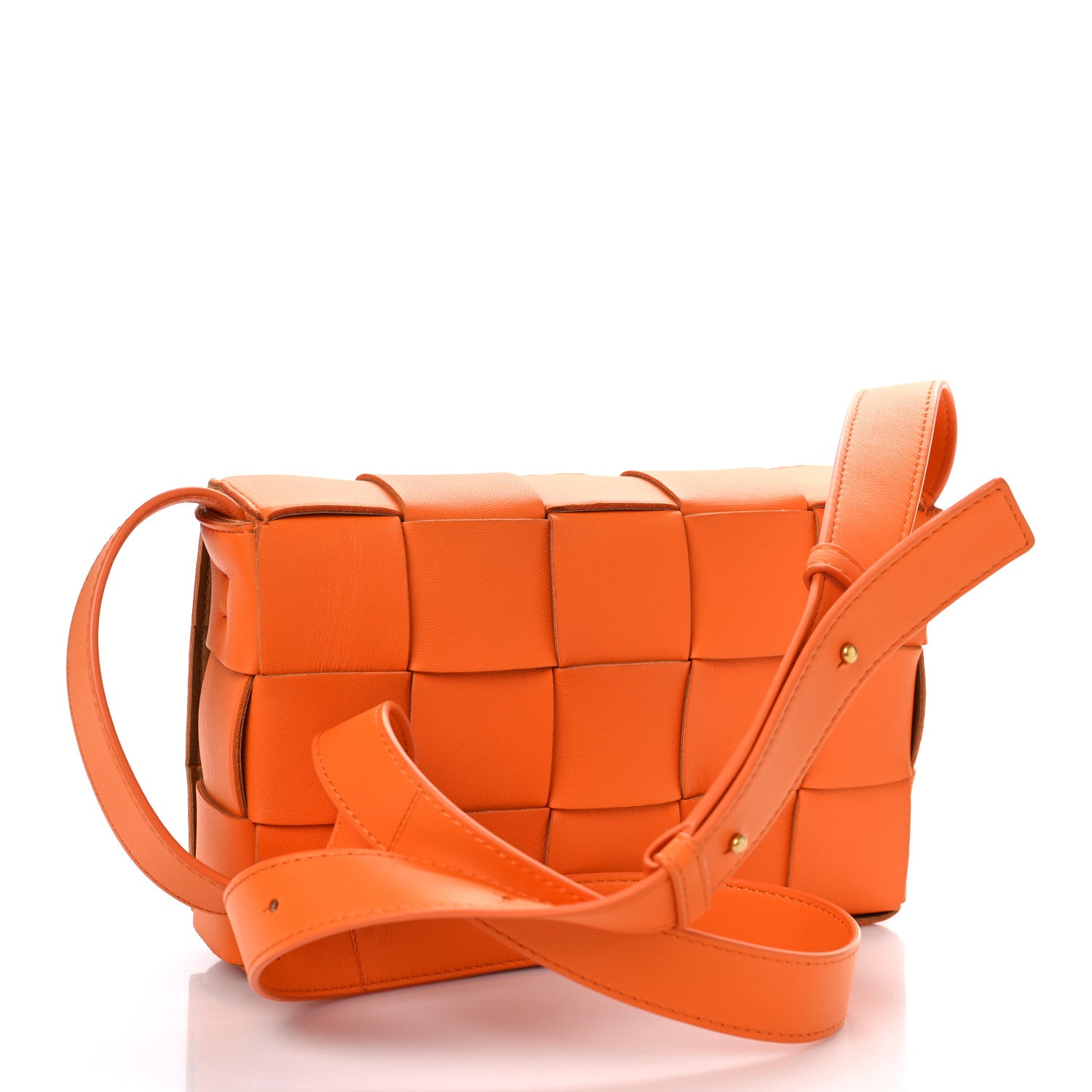 Bottega Veneta Lambskin Maxi Intrecciato Cassette Crossbody Bag Tangerine 3 of 9