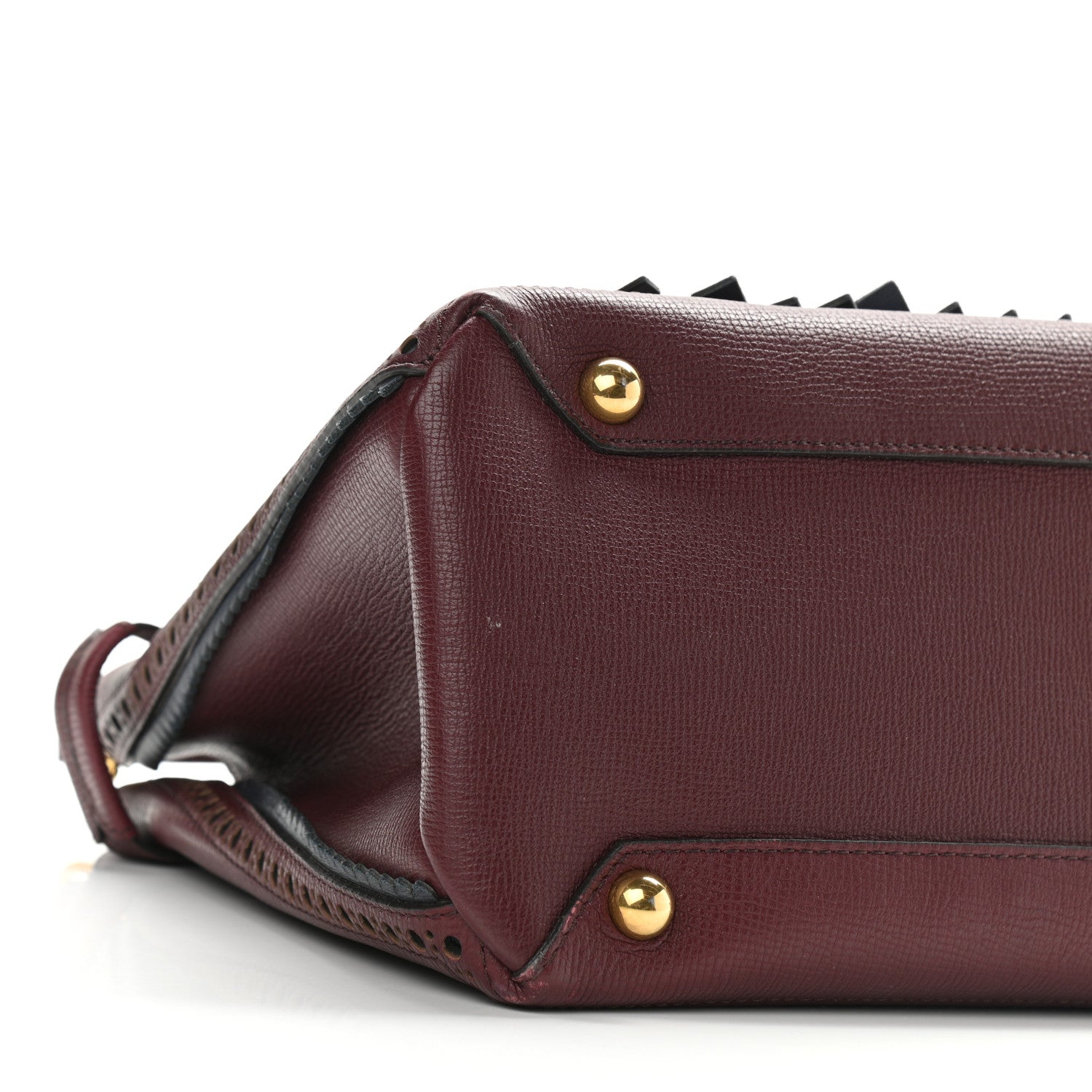 Burberry Grainy Calfskin Perforated Medium Broguing Tassel Banner Tote Mahogany Red 8 of 9