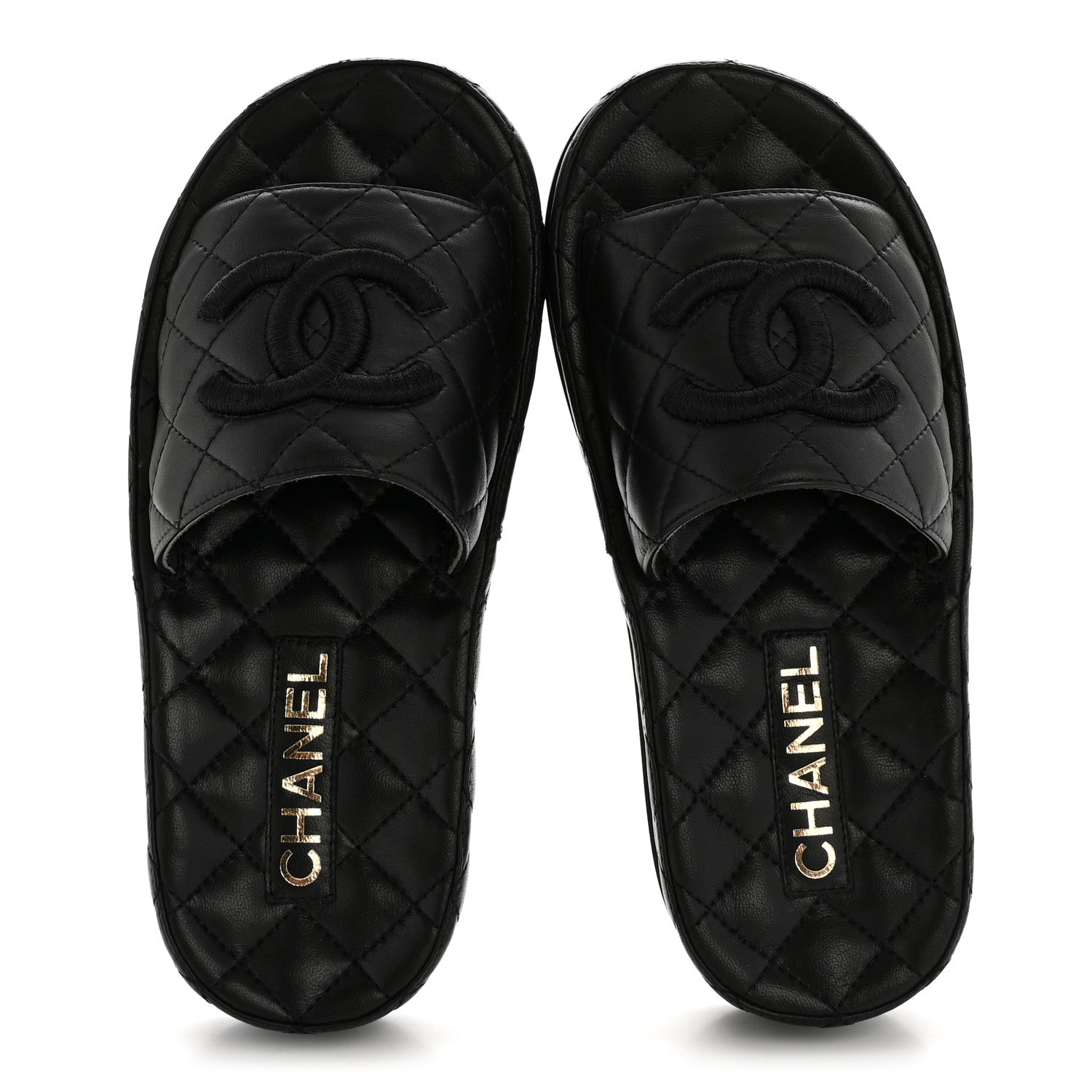 Chanel Lambskin Quilted CC Mules Sandals 35 Black 2 of 11