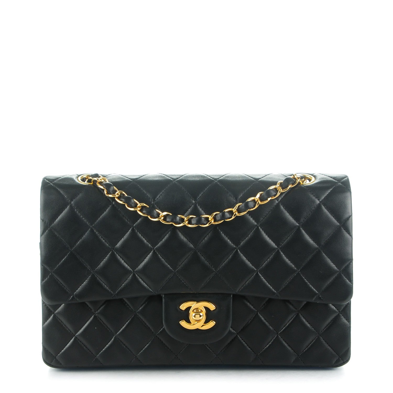 Chanel Lambskin Quilted Medium Double Flap Black 1 of 9