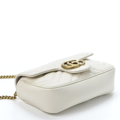 Gucci Calfskin Matelasse Super Mini GG Marmont Shoulder Bag White 3 of 10