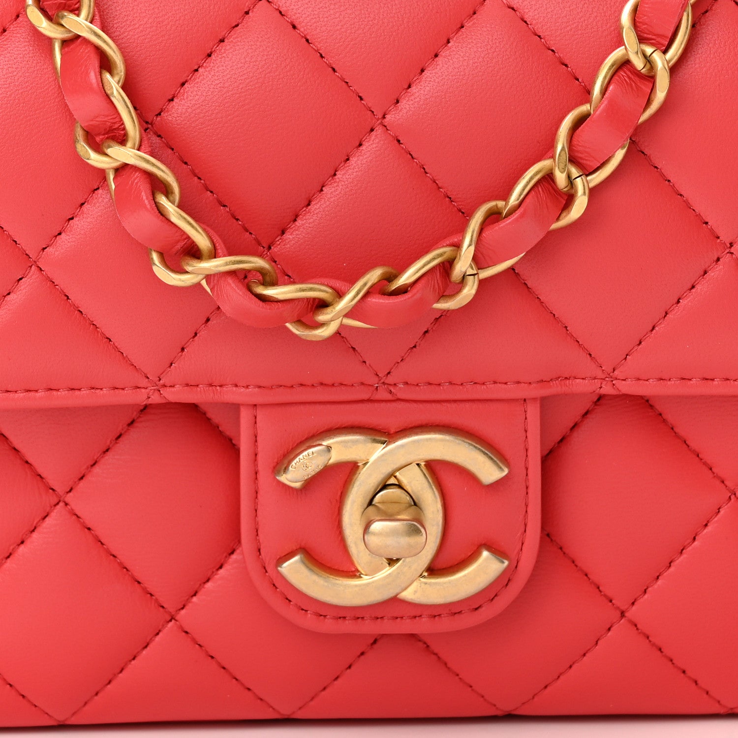 Chanel Lambskin Quilted Casino Chips Mini Square Flap Red 8 of 11