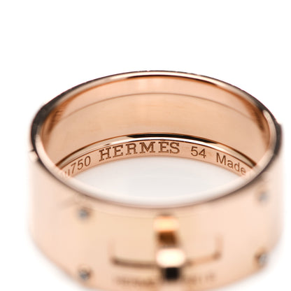 Hermes 18K Rose Gold Diamond GM Kelly Ring 54 6.75 5 of 7