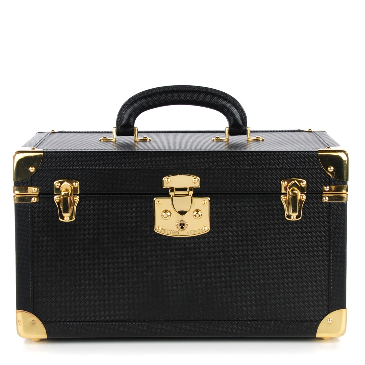 Vintage Stamped Calfskin Vanity Trunk Black