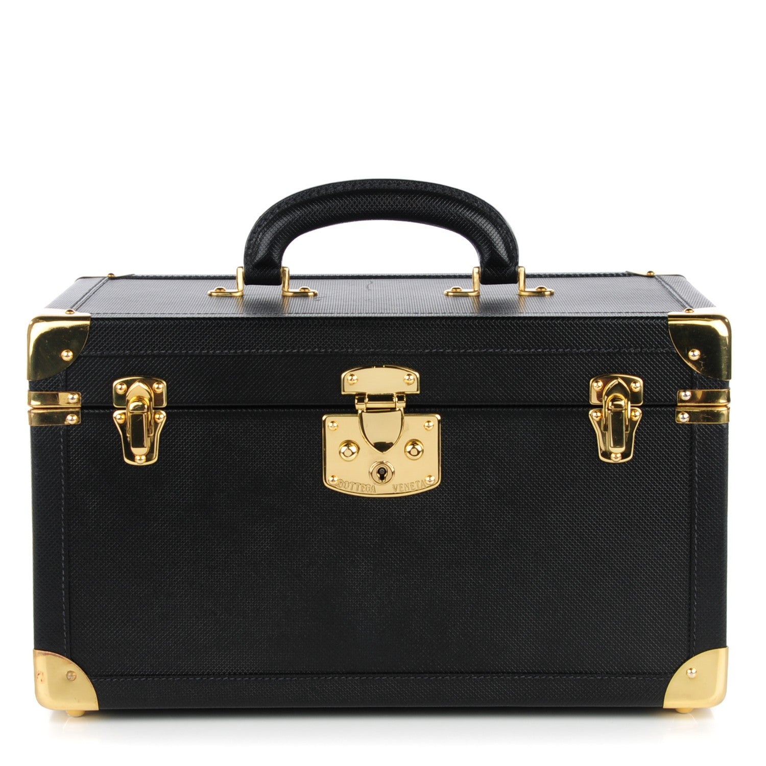 Bottega Veneta Vintage Stamped Calfskin Vanity Trunk Black 1 of 11