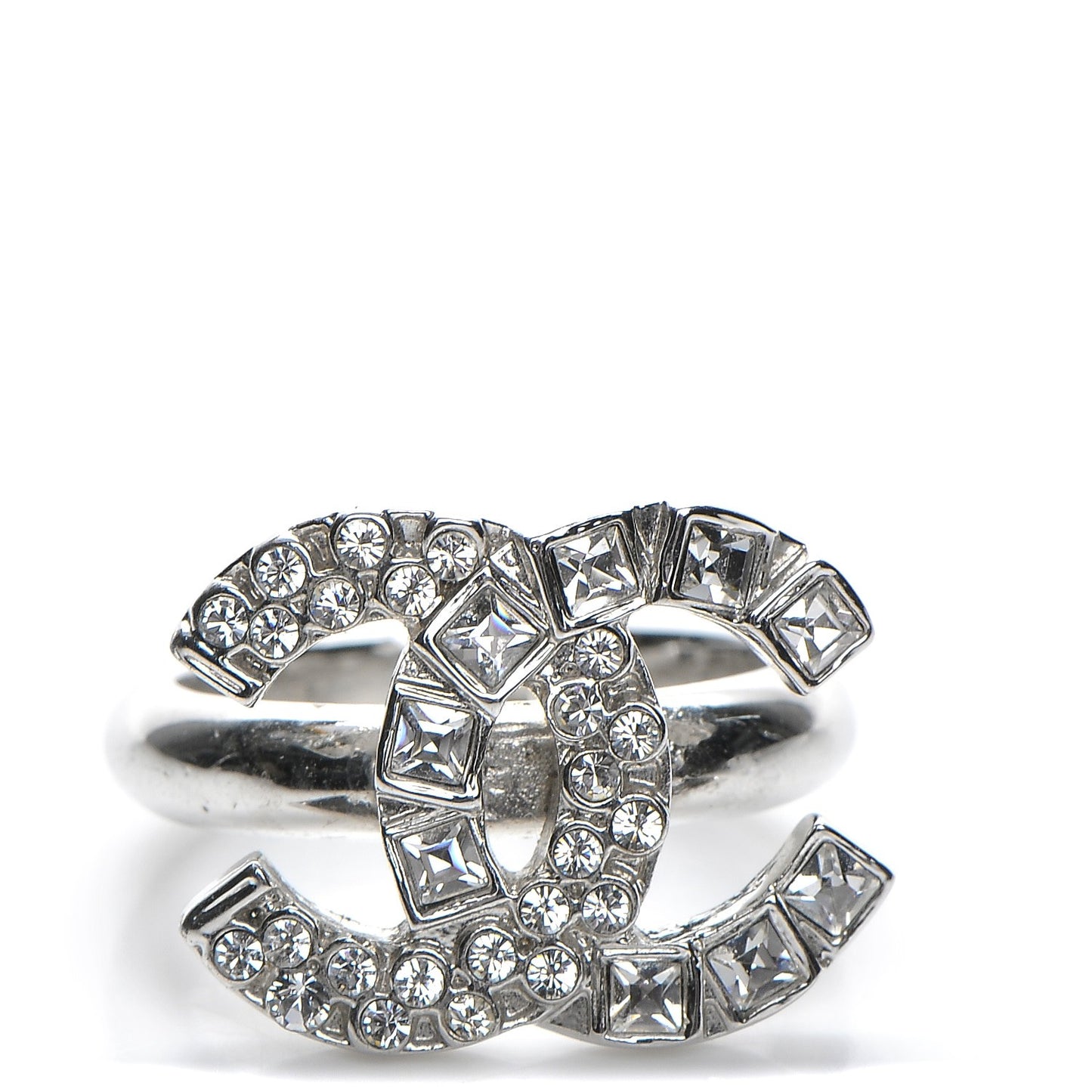 Crystal Baguette CC Ring 6.5 Silver