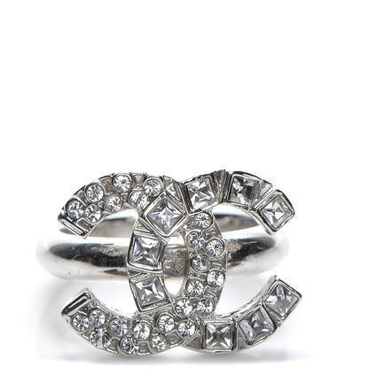 Chanel Crystal Baguette CC Ring 6.5 Silver 1 of 5