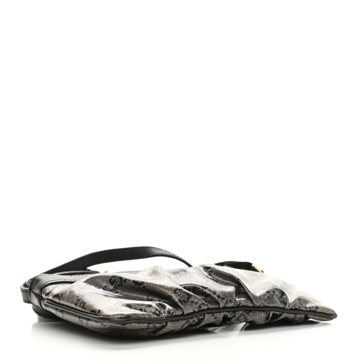 Crystal Monogram Small Flat Messenger Crossbody Black