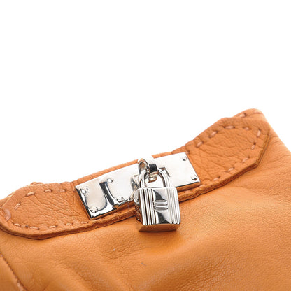 Hermes Lambskin Soya Kelly Lock Gloves 7.5 Orange 4 of 7
