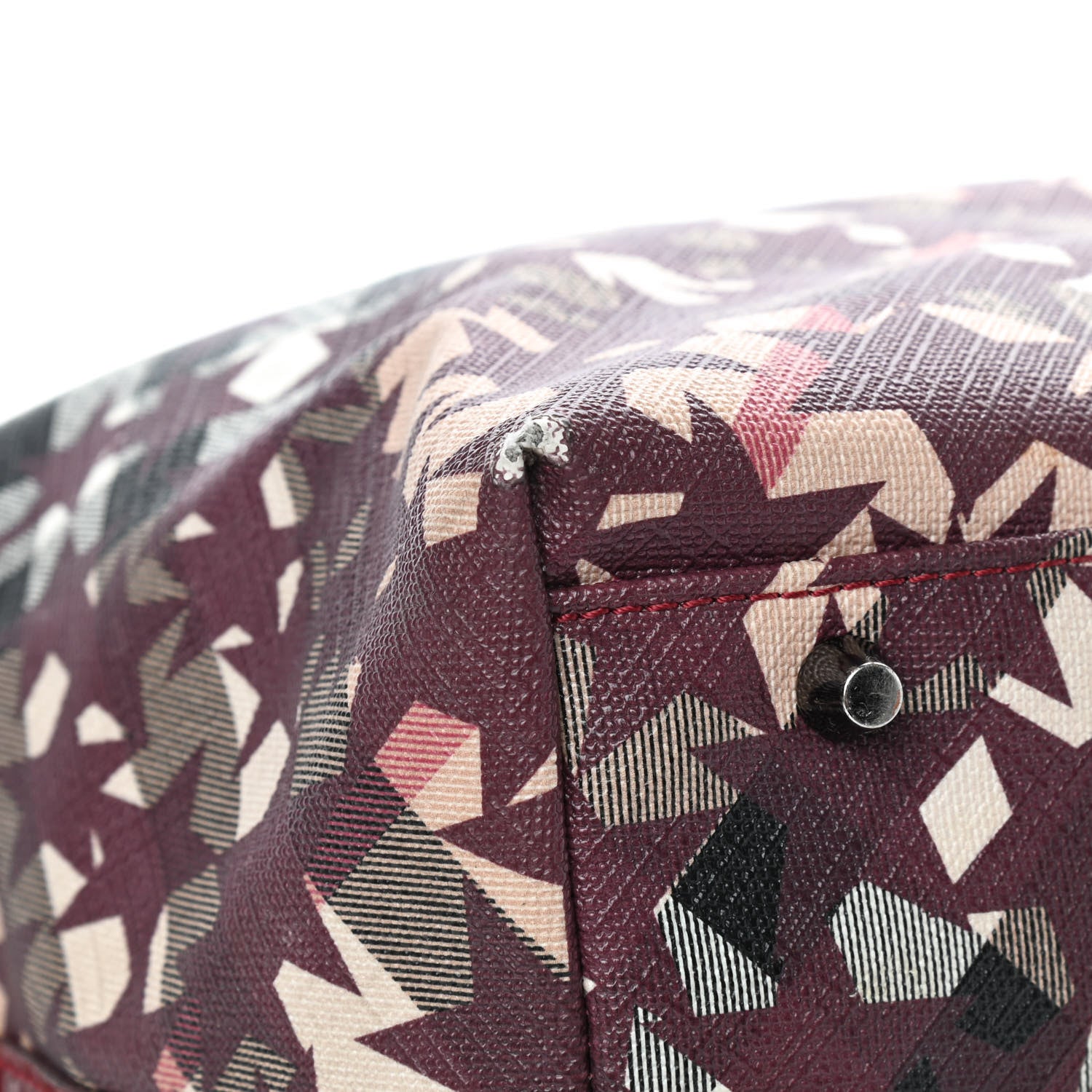 Burberry Patent Supernova Check Stars Large Nickie Landscape Tote Berry Red 7 of 14