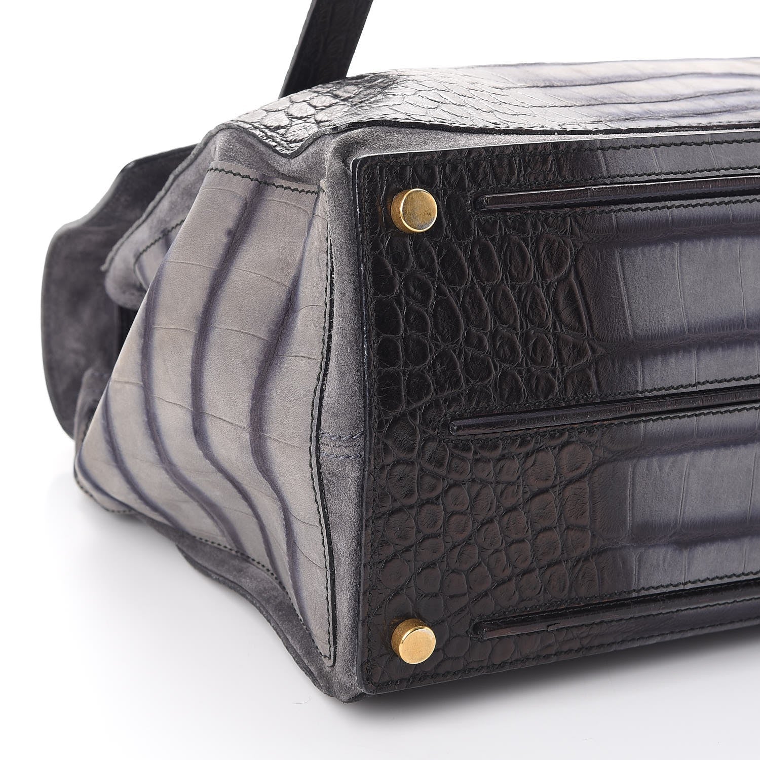 Saint Laurent Calfskin Crocodile Embossed Large Muse Two Grey 9 of 10