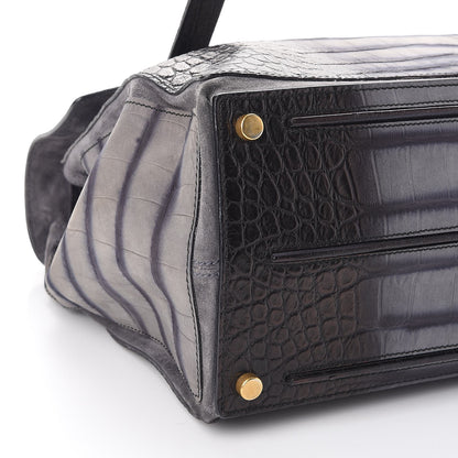 Saint Laurent Calfskin Crocodile Embossed Large Muse Two Grey 9 of 10