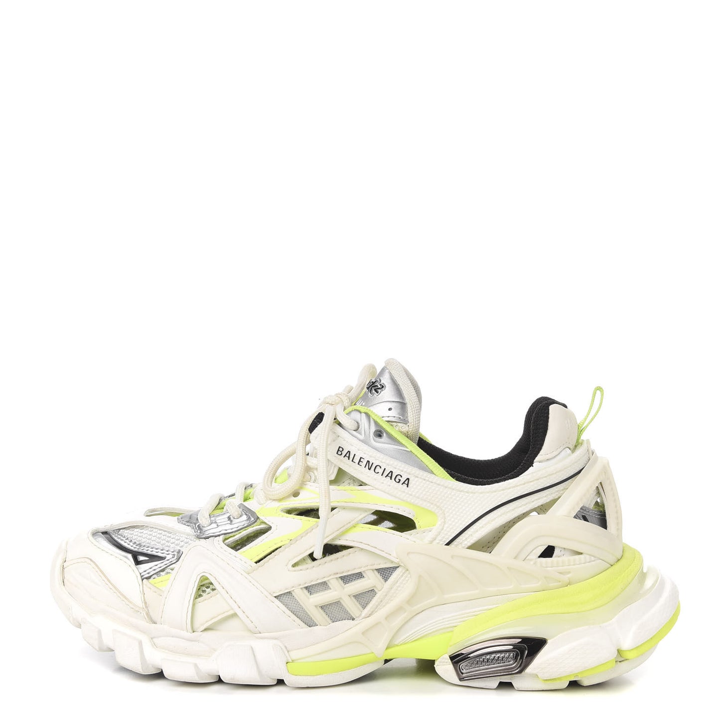 Rubber Mesh Bi-Color Womens Track.2 Open Sneakers 37 White Fluo Yellow