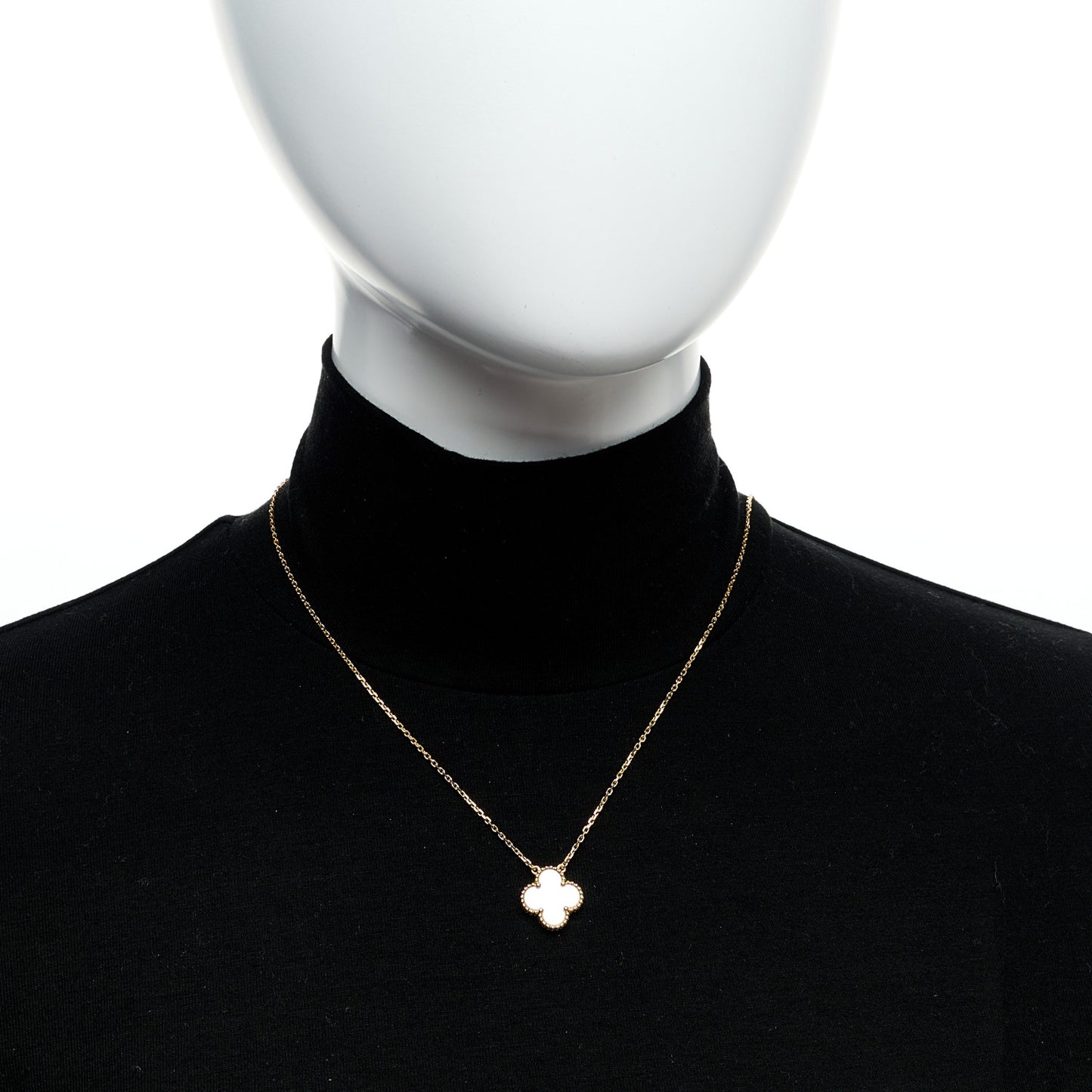18K Yellow Gold Mother of Pearl Vintage Alhambra Pendant Necklace