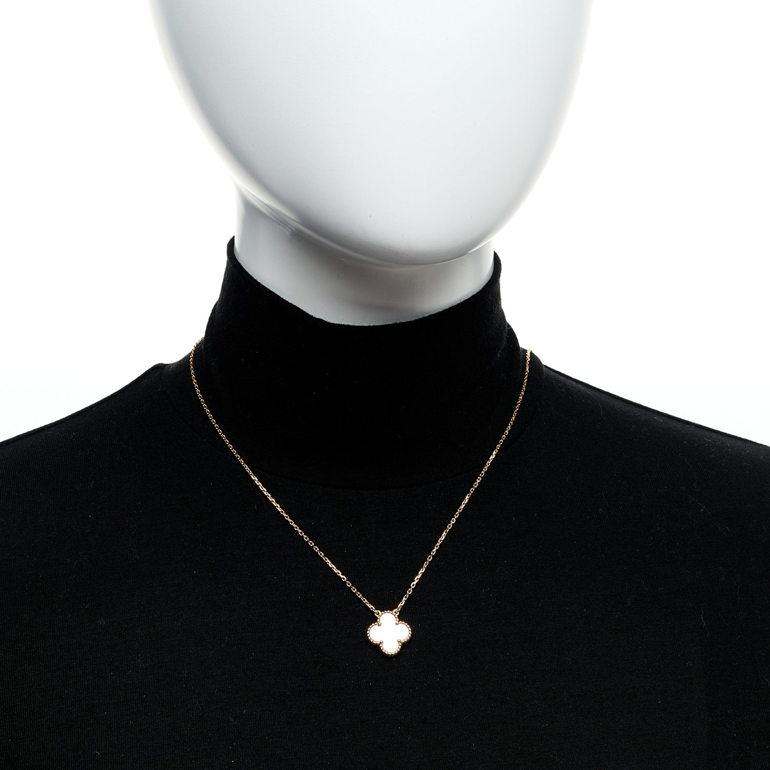 Van Cleef & Arpels 18K Yellow Gold Mother of Pearl Vintage Alhambra Pendant Necklace 2 of 6