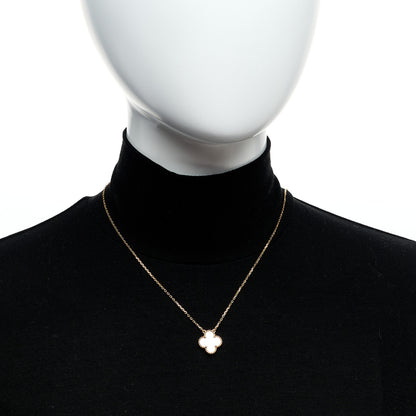 Van Cleef & Arpels 18K Yellow Gold Mother of Pearl Vintage Alhambra Pendant Necklace 2 of 6