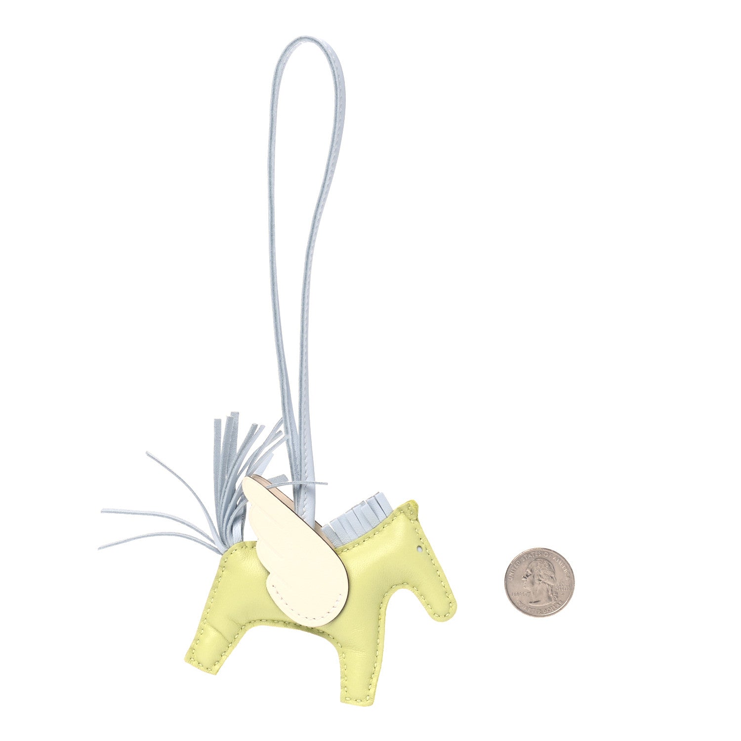 Hermes Milo Lambskin Grigri Rodeo Pegase Horse Bag Charm PM Jaune Bourgeon Bleu Brume Nata 2 of 4