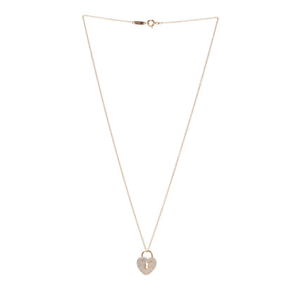Tiffany 18K Rose Gold Diamond Heart Lock Pendant Necklace 2 of 4