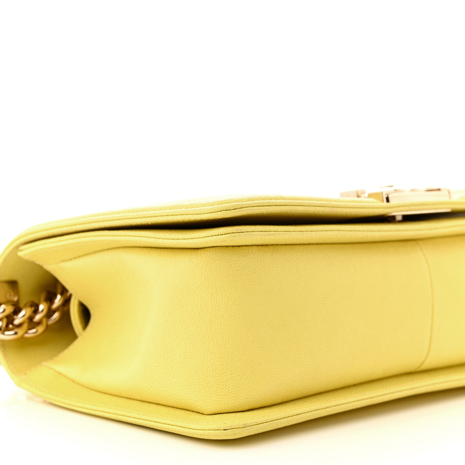 Chanel Caviar Chevron Quilted Medium Boy Flap Yellow 9 of 12