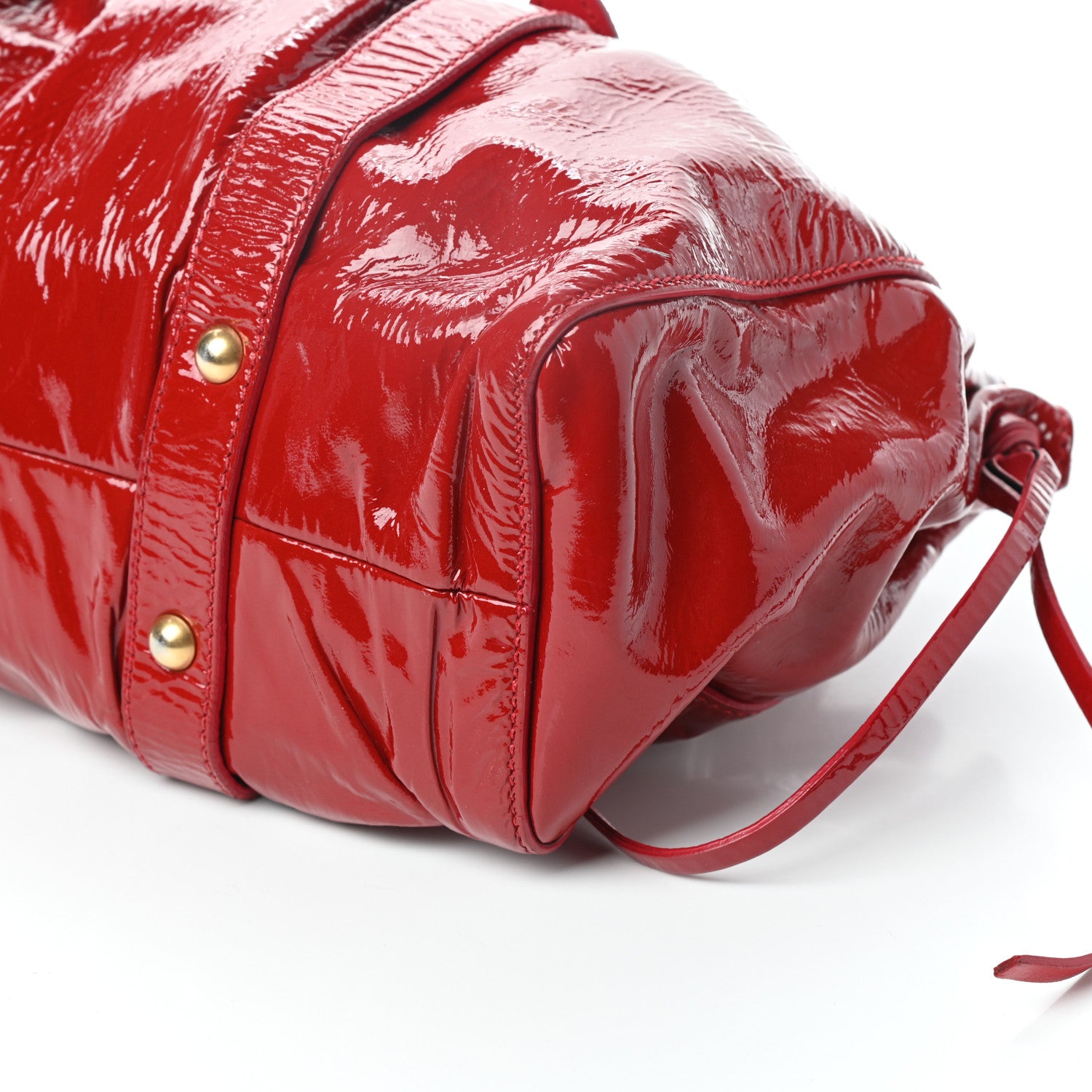 Miu Miu Vernice Gathered Tote Rubino 9 of 9