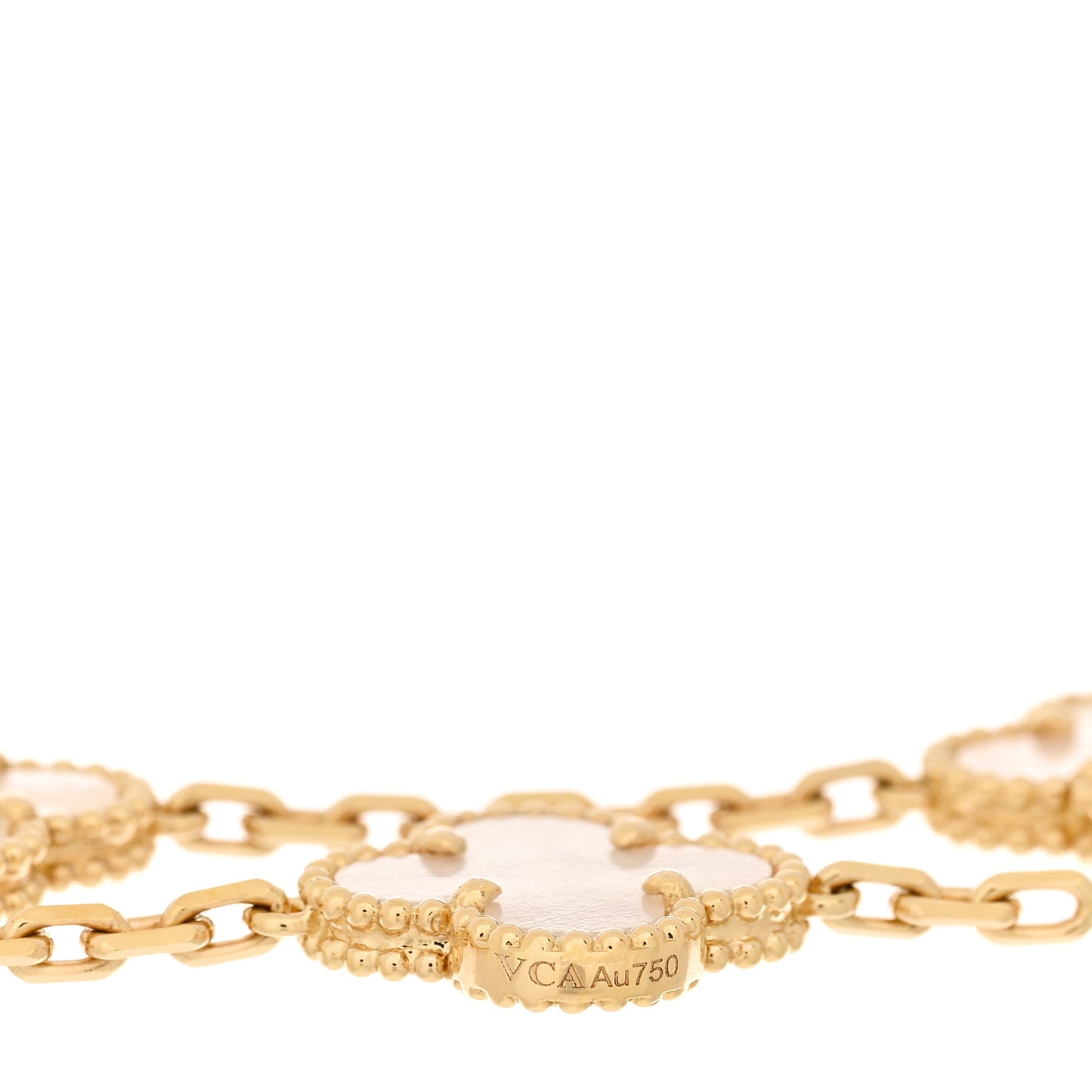 18K Yellow Gold Mother of Pearl 5 Motifs Vintage Alhambra Bracelet