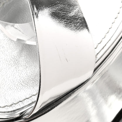 Louis Vuitton LOUIS VUITTON Metallic Calfskin Fame Platform Sandal 38.5 Argent 9 of 11