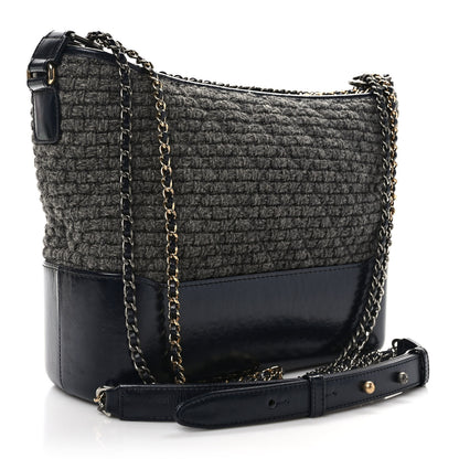 Chanel Tweed Calfskin Quilted Medium Gabrielle Hobo Gray Navy 3 of 11