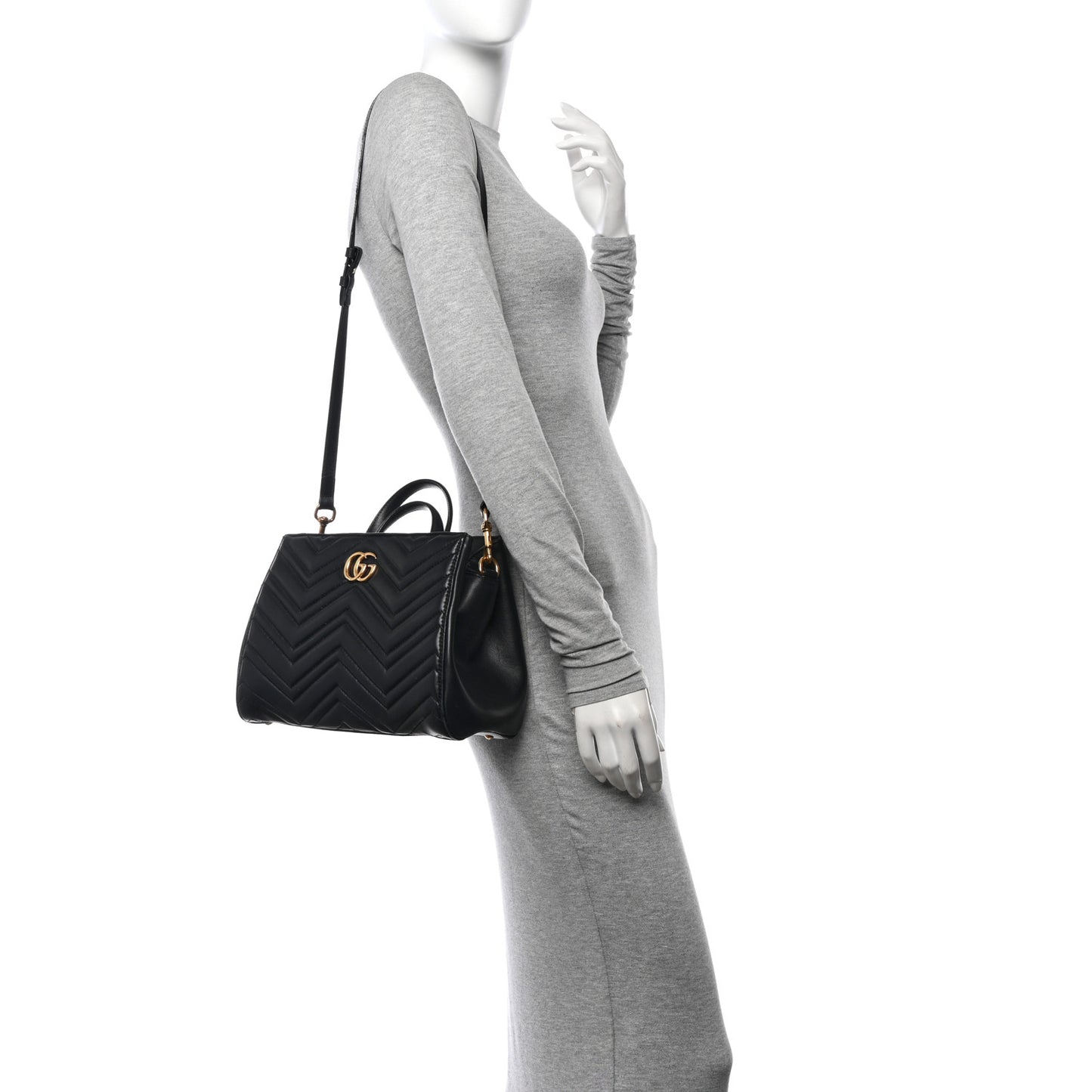 Calfskin Matelasse Small GG Marmont Tote Black