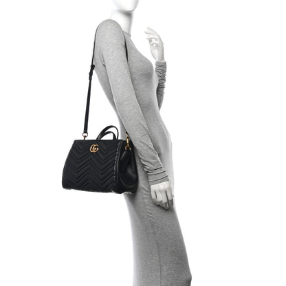 Gucci Calfskin Matelasse Small GG Marmont Tote Black 2 of 15