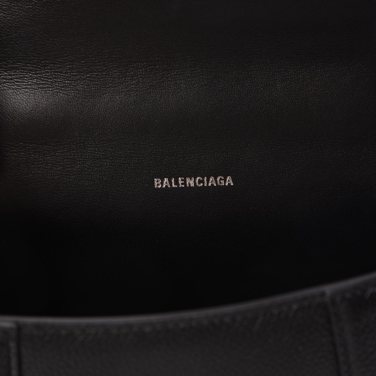 Grained Calfskin Hourglass Top Handle Bag XS Black