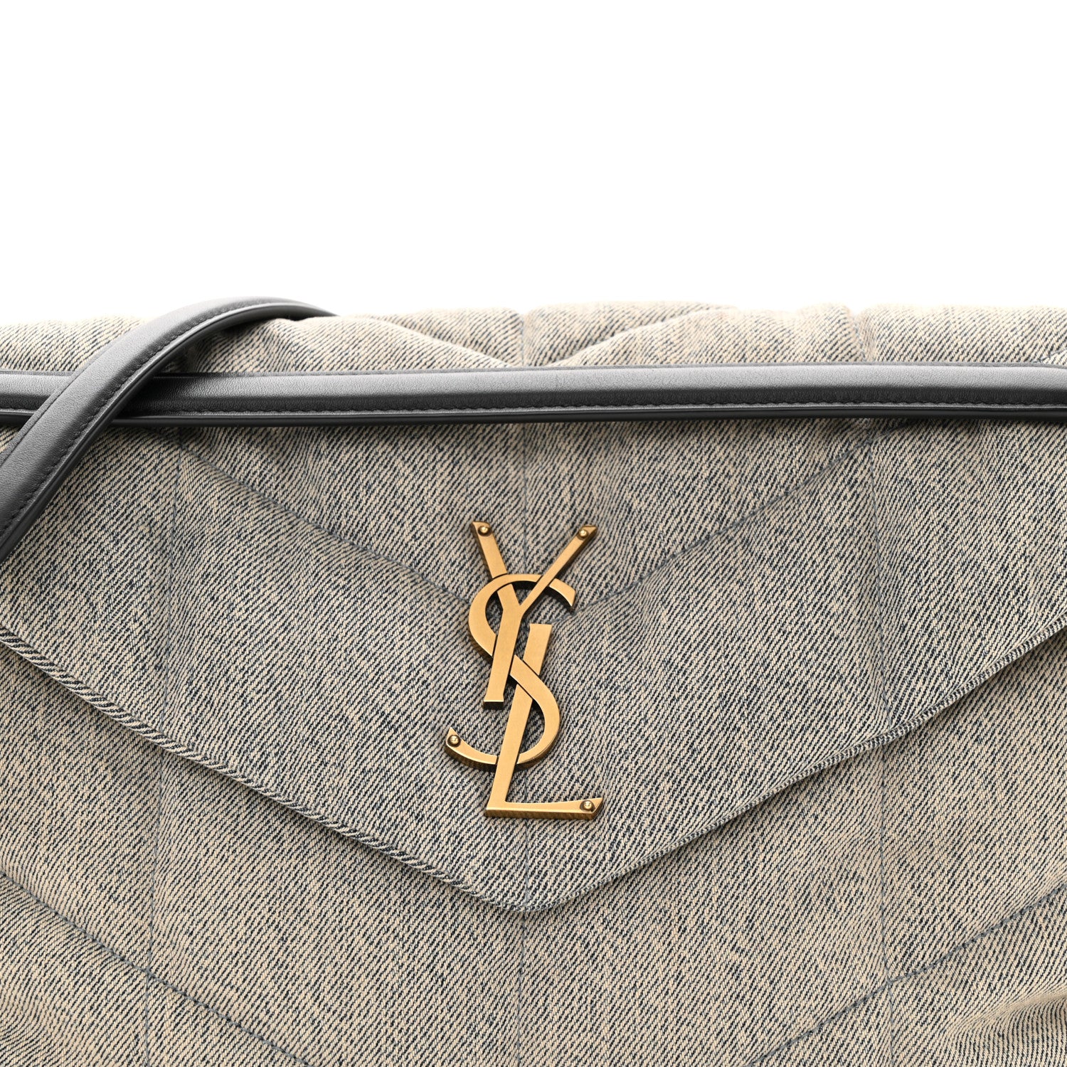 Saint Laurent Denim Quilted Medium Loulou Puffer Monogram Chain Satchel Azur 8 of 10