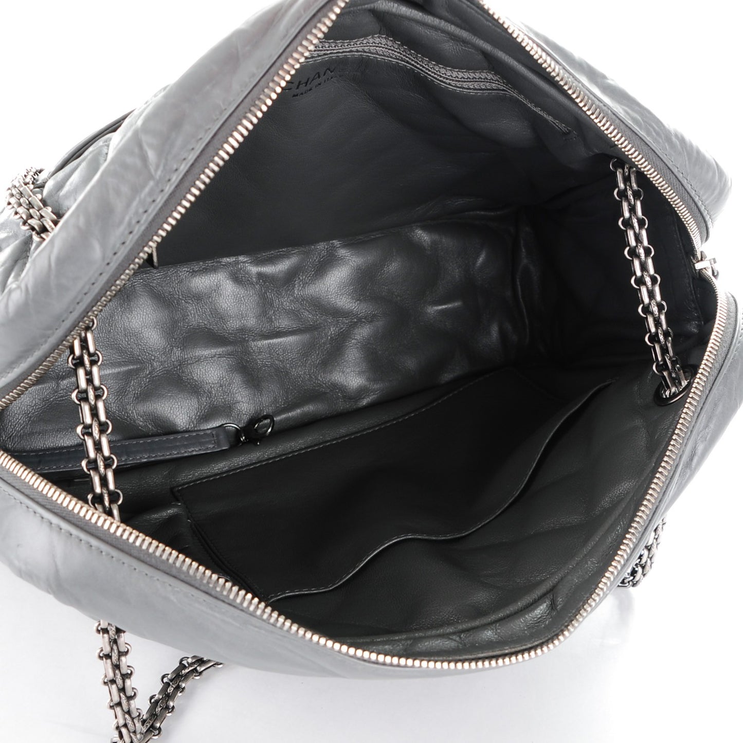 Aged Calfskin Quilted Large Reissue Camera Case Grey