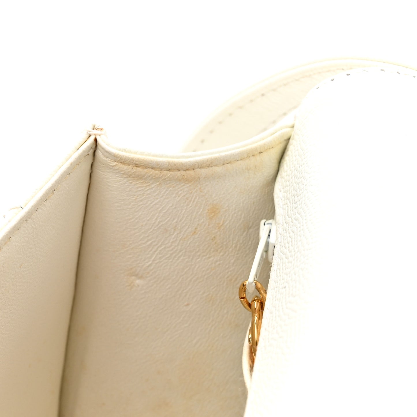 Caviar Diamond Stitched Square Flap Shoulder Bag White